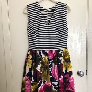 Just Taylor Striped Floral Dress